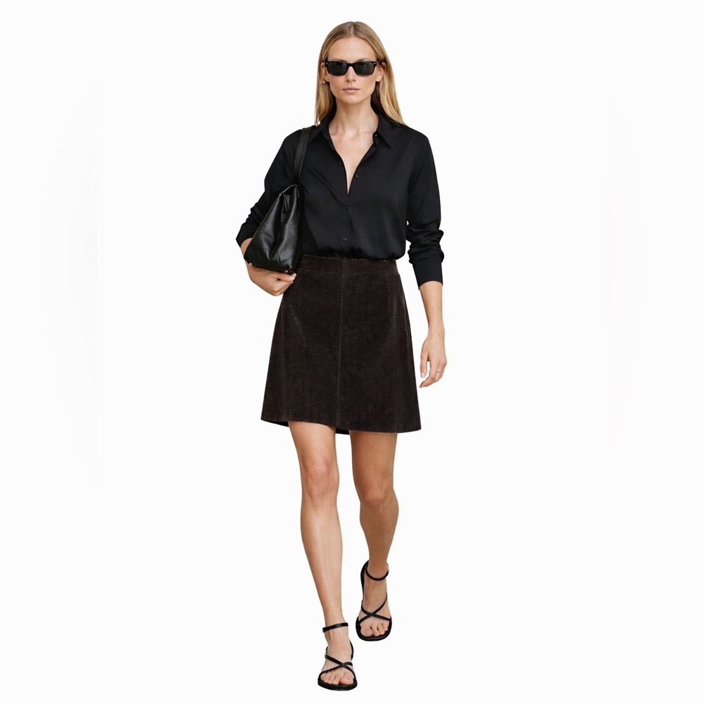 Y2K Ann Taylor Brown Corduroy A-line Skirt Size 6 Minimal Classic Quiet Luxury - Picture 14 of 14